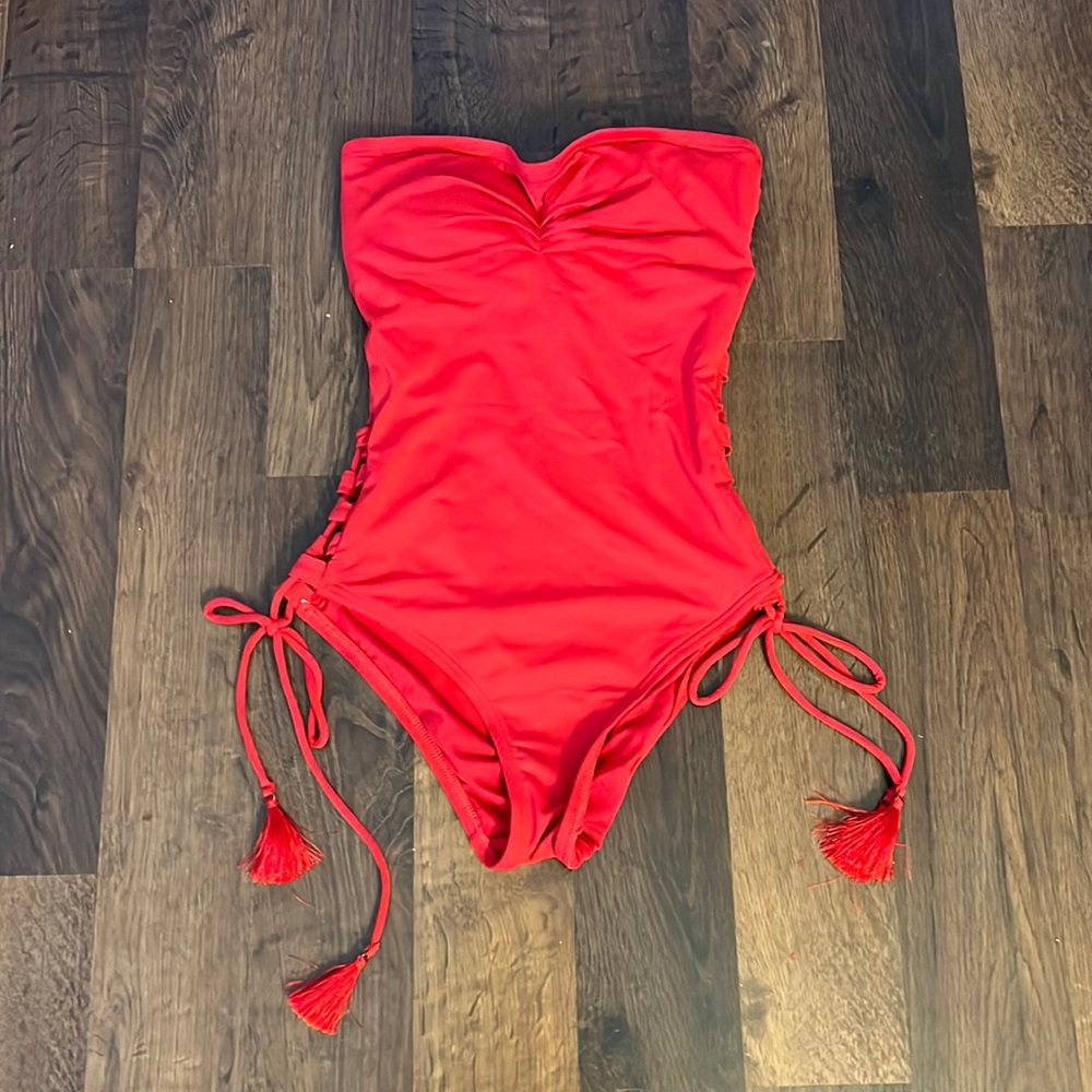 Size 4 Michael koors red strapless bathing suit